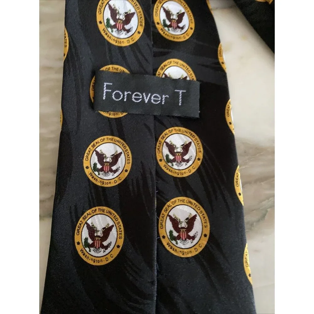 Great‎ Seal Of The United States Tie Black & Gold Patriotic Design By Forever T